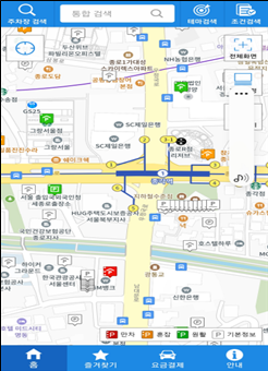 서울주차정보 앱 지도화면 개선 전