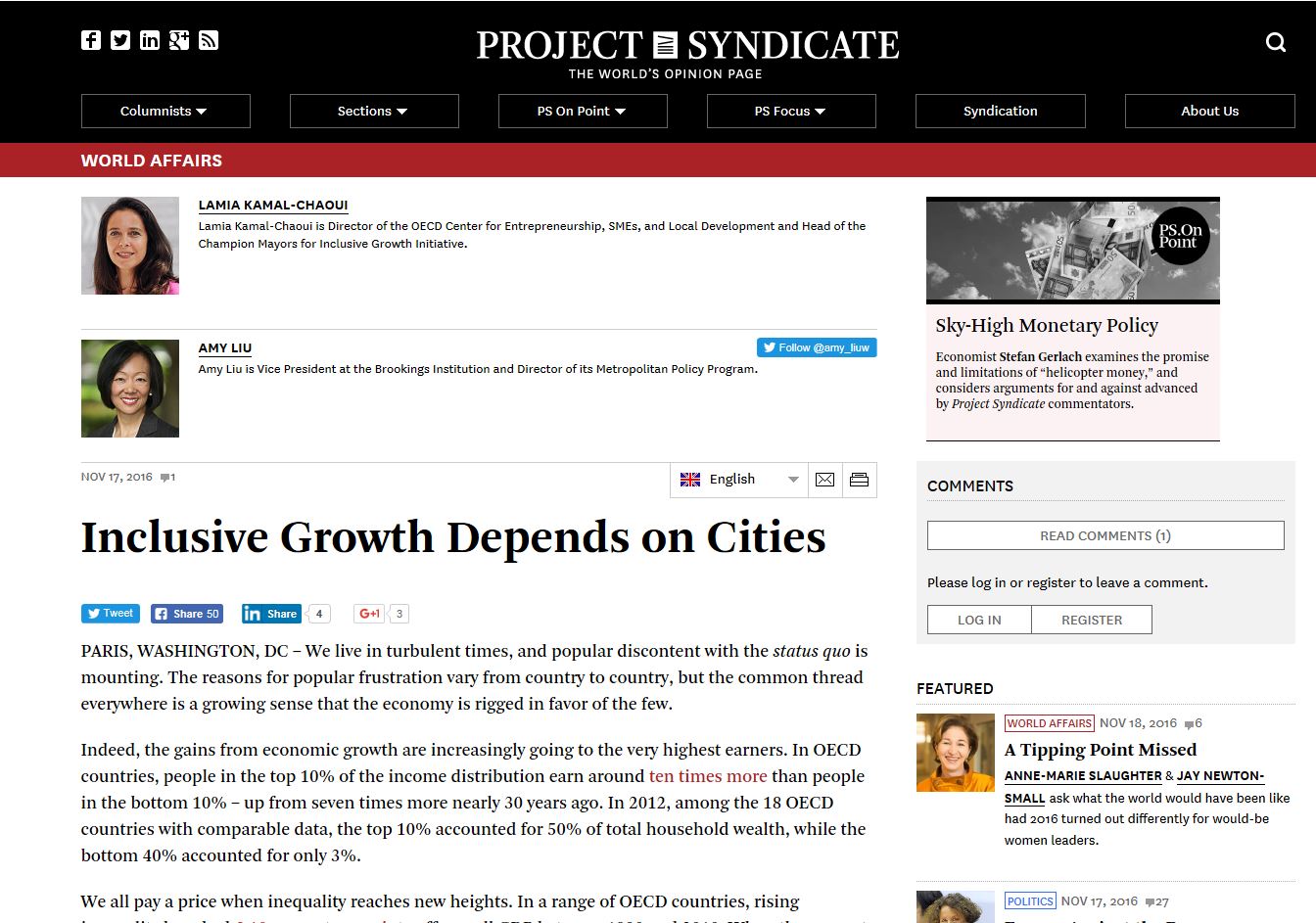 Inclusive Growth Depends on Cities